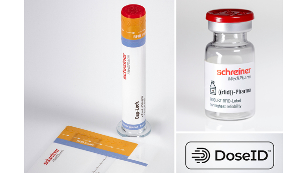 Mit RFID-Labels für z. B. Spritzen und Vials unterstützt Schreiner MediPharm als Teil des DoseID-Konsortiums eine standardisierte, RFID-basierte Medikamentenverfolgung. / As a member of the DoseID consortium Schreiner MediPharm supports standardized, RFID-based medication tracking with RFID-Labels for e.g. syringes and vials. 