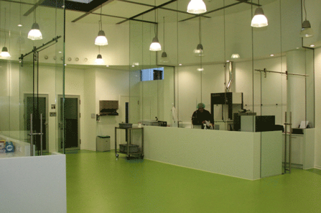 Abb 1: Eingangsbereich zu den Reinräumen mit vorgelagertem Labor