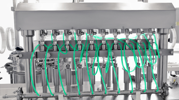 Die einfache und äußerst flexible Drehschieberkolbenpump sorgt mit ihrem volumetrischem Funktionsprinzip für hohe Dosiergenauigkeit. / The easy-to-use, highly flexible rotary valve piston pump with its volumetric operating principle ensures high dosing accuracy. Die einfache und äußerst flexible Drehschieberkolbenpump sorgt mit ihrem volumetrischem Funktionsprinzip für hohe Dosiergenauigkeit. / The easy-to-use, highly flexible rotary valve piston pump with its volumetric operating principle ensures high dosing accuracy.