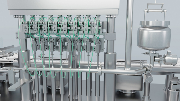 Die Rollmembranpumpe wurde bislang vorrangig in Nordamerika für die Abfüllung kostenintensiver Produkte aus dem Biotech-Bereich angewendet. / To date, the rolling diaphragm pump has primarily been used in North America for filling cost-intensive biotech products. Die Rollmembranpumpe wurde bislang vorrangig in Nordamerika für die Abfüllung kostenintensiver Produkte aus dem Biotech-Bereich angewendet. / To date, the rolling diaphragm pump has primarily been used in North America for filling cost-intensive biotech products.