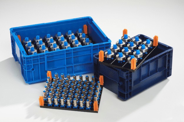 Das Werkstückträgersystem Techtray ist ideal für den Einsatz in Lager- und Stapelboxen, Kleinladungsträgern und anderen Transportbehältnissen geeignet.