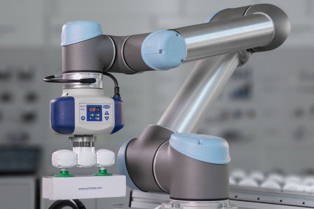 Der elektrische Vakuum-Erzeuger ECBPi mit IO-Link und NFC wurde für die mobile Robotik und stationäre Handhabungsaufgaben mit kollaborativen Robotern (Cobots) entwickelt. (Bild: J. Schmalz GmbH)