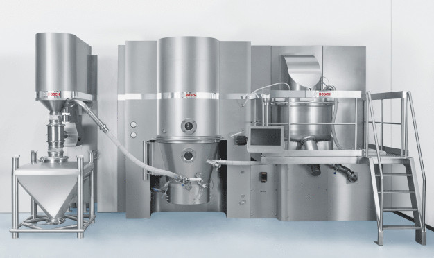 Kompakte Lösung für hochwertige Granulierprozesse: Auf der Achema präsentiert Bosch Packaging Technology die vom Tochterunternehmen Hüttlin GmbH entwickelte GranuLean für die Herstellung von pharmazeutischen Granulaten. / Compact solution for high-quality granulation processes: At Achema, Bosch Packaging Technology presents the new GranuLean for the manufacturing of pharmaceutical granules, developed by its subsidiary Hüttlin GmbH. 