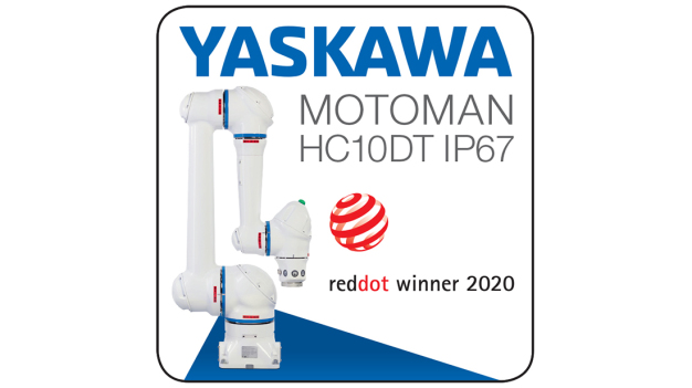 Der kollaborative Roboter Motoman HC10DT IP67 von Yaskawa ging erfolgreich aus dem „Red Dot Award: Product Design 2020“ hervor und wurde für seine gute gestalterische Qualität mit dem Red Dot ausgezeichnet. (Quelle: Yaskawa)