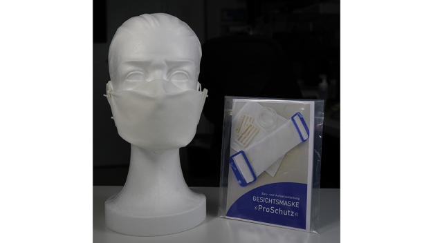 Wechselträger für Atemmasken hat das Fraunhofer IMWS im Projekt »ProSchutz« hergestellt. © Fraunhofer IMWS