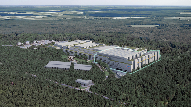 Darstellung der Smart Power Fab von Infineon in Dresden: Die Investition stärkt die Fertigungsbasis für Halbleiter, die die Dekarbonisierung und Digitalisierung befördern. / Rendering of Infineon’s Smart Power Fab in Dresden: The investment strengthens the manufacturing basis for semiconductors that drive decarbonization and digitalization.