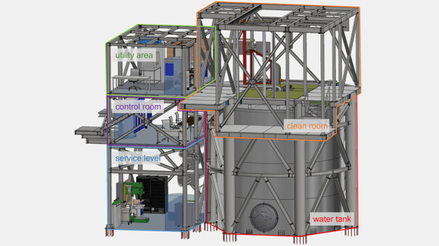 Schematischer Aufbau des COSINUS-Experiments (Zeichnung: COSINUS Collaboration) / Set-up of the COSINUS experiment (Drawing: COSINUS Collaboration) 