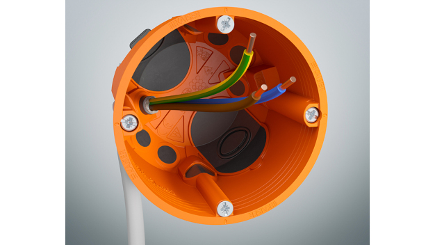 Abbildung 3: Hohlwanddosen O-range ECON® von Kaiser für die luftdichte und reinraumgerechte Elektroinstallation.