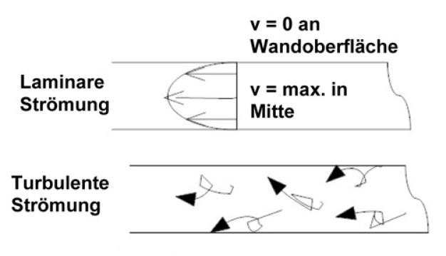 Abbildung 4: Geschwindigkeitsprofile für Strömung in einer rohrförmigen Leitung.