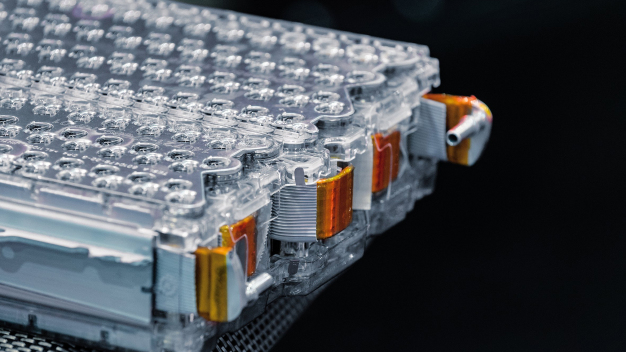 To ensure high energy density and safe battery operation, clean contact points are a must for the electrical connection between the battery cells and the arrester, in this case a lead frame. (Photo credit: Shutterstock/Sergii Chernov)