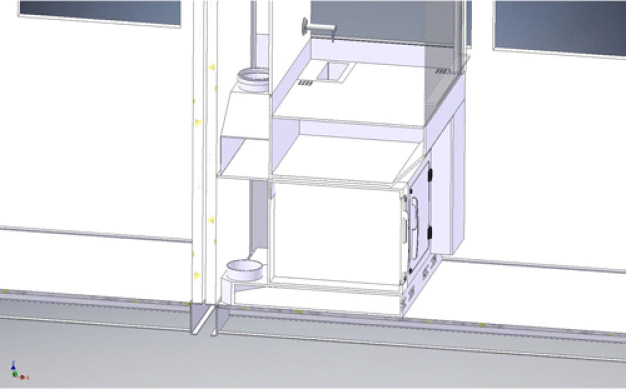 Ansicht eines Blickes in die Laminar-Flow-Anlage während der virtuellen Begehung. © MK Versuchsanlagen