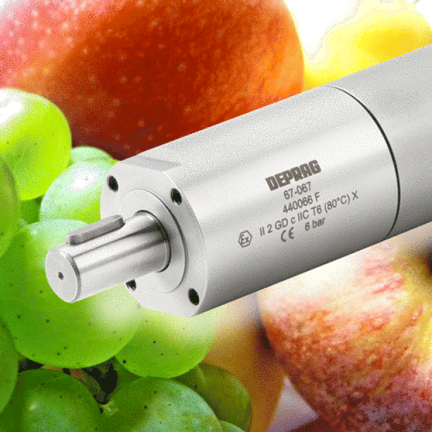 Fruchtsaftherstellung mit ADVANCED LINE Druckluftmotoren. / Fruit juice production with ADVANCED LINE air motors.