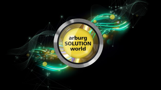 Im Fokus des Arburg-Messeauftritts steht wieder die interaktive Ausstellungsfläche arburgSOLUTIONworld mit einer vier Meter hohen LED-Säule sowie einer neuen Ausstellungswand mit integrierter „gläserner“ Maschine. (Foto: Arburg) / Once again, the focus of Arburg’s trade fair appearance will be the interactive arburgSOLUTIONworld exhibition area with a four-metre-high LED column and a new exhibition wall with an integrated transparent machine. (Photo: Arburg)