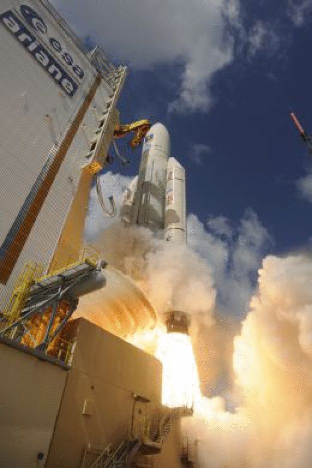Am 17.11.2016 wurden vier von OHB entwickelte und gebaute Galileo FOC Satelliten erfolgreich mit einer Ariane 5 ES Rakete gestartet. (© ESA–Stephane Corvaja) / Four Galileo FOC satellites developed and built by OHB were successfully placed in orbit on board an Ariane 5 ES launcher on November 17, 2016. (© ESA–Stephane Corvaja) 