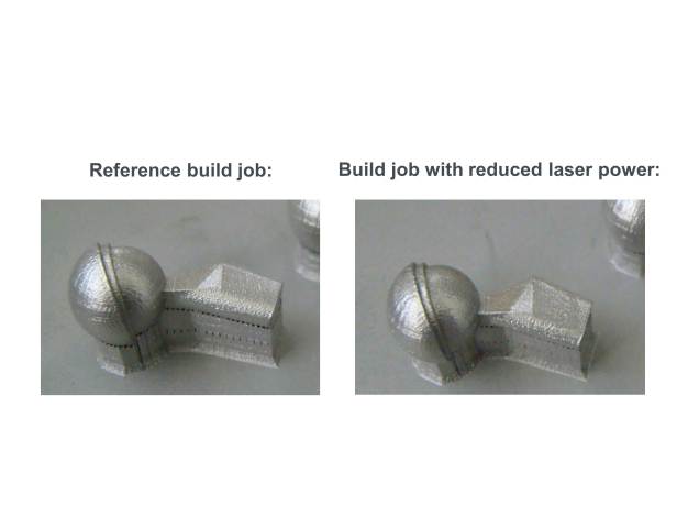 Aktive Qualitätssicherung mit dem QMmeltpool: Für das menschliche Auge ist kein Fehler erkennbar. Abweichungen in der Bauteilqualität erkennt QMmeltpool dennoch. (Bildquelle: Concept Laser GmbH) / Active quality assurance using QMmeltpool: although the human eye is incapable of detecting defects, QMmeltpool nevertheless identifies deviations in component quality. (Photo: Concept Laser GmbH)