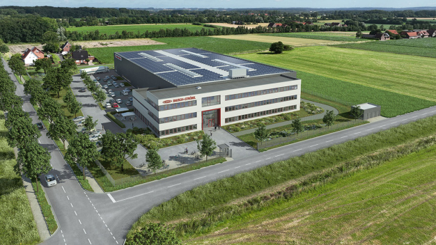 In Dülmen-Nord entstehen auf 45.000 Quadratmetern eine neue Produktionshalle mit Bürogebäude für Bausch+Ströbel. (Copyright: Goldbeck)