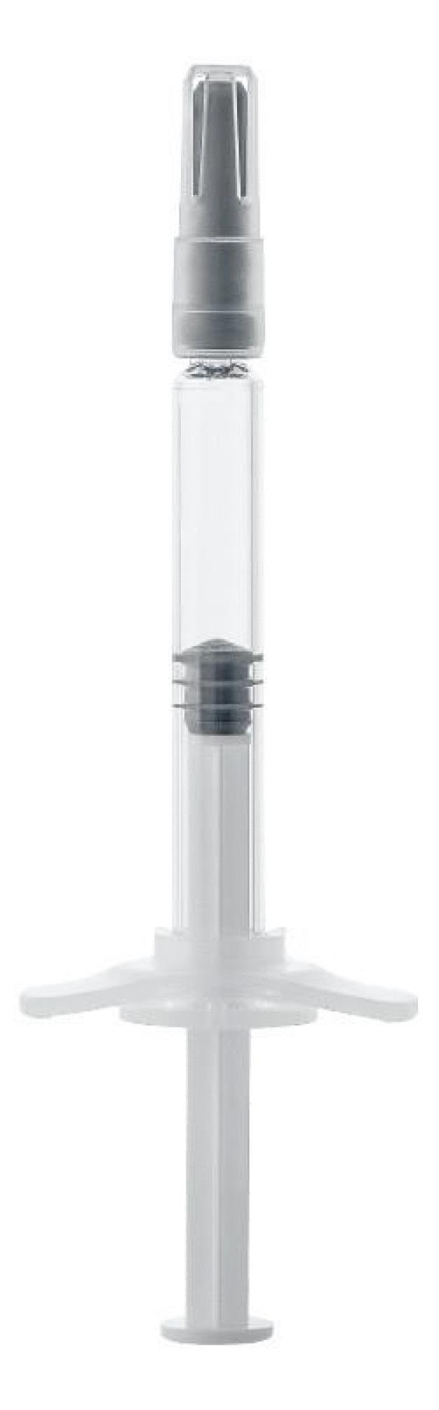 Die neue Gx RTF ClearJect Kunststoffspritze. / The new Gx RTF ClearJect plastic syringe.