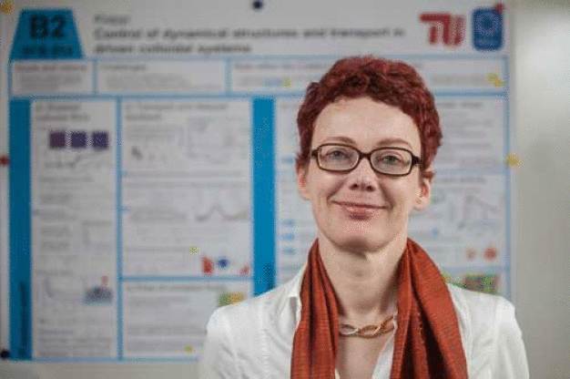 Prof. Dr. Sabine Klapp ist Sprecherin des Sonderforschungsbereichs 910 zur Kontrolle nichtlinearer Systeme. Sie leitet das Fachgebiet Computersimulationen und Theorie komplexer Fluide am Institut für Theoretische Physik der TU Berlin. (© TU Berlin/PR/Christian Kielmann) / Professor Dr. Sabine Klapp is coordinator of the Collaborative Research Center 910 on control of nonlinear systems. She is also head of the Chair of Computer Simulations and Theory of Complex Fluids at TU Berlin. (© TU Berlin/PR/Christian Kielmann)