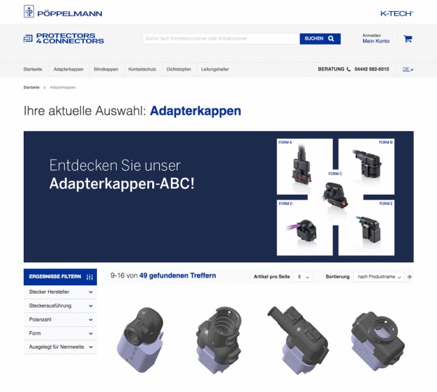 Abb1: Schnell, unkompliziert und sicher: Im neuen K-TECH® Webshop Protectors4Connectors lassen sich Schutz- und Befestigungselemente ab sofort bequem online bestellen.