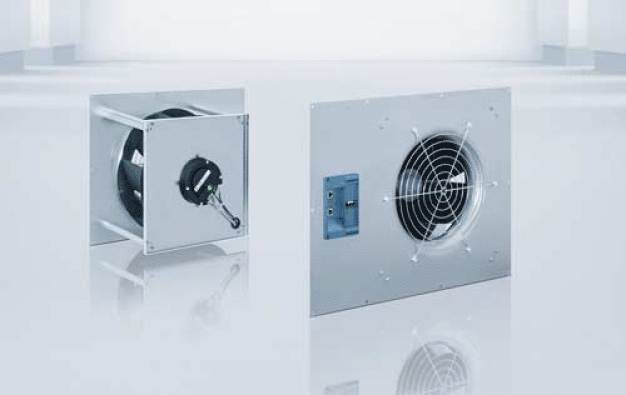 Kompakte Ventilatoren mit energieeffizienter GreenTech-EC-Technologie für den Einsatz in Filter-Fan-Units. (Foto: ebm-papst) / Compact fans with energy-efficient GreenTech EC technology for use in fan filter units. (Photo: ebm-papst)