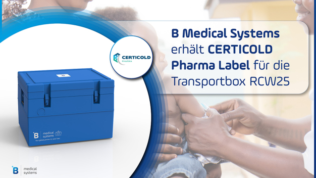 Die Transportbox RCW25 erhält das CERTICOLD Pharma Label. (Bildquelle: B Medical Systems) / CERTICOLD Pharma guarantees B Medical Systems’ transport boxes RCW25 are conforming to European GDP guidelines. (Photo: B Medical Systems) 