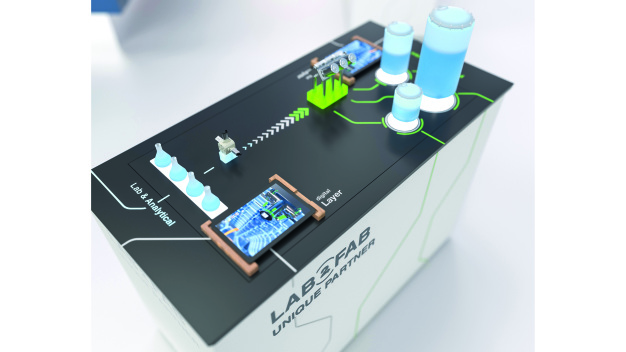 Der für die Pharmaindustrie typische Chromatografie-Block zeigt, wie sich die gesamte Prozesskette vom Labor bis zur Fabrik skalieren lässt. (Quelle: Bürkert Fluid Control Systems) Der für die Pharmaindustrie typische Chromatografie-Block zeigt, wie sich die gesamte Prozesskette vom Labor bis zur Fabrik skalieren lässt. (Quelle: Bürkert Fluid Control Systems)
