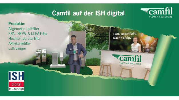 Der virtuelle Camfil Messestand auf der ISH digital 2021. (Bild: Camfil)