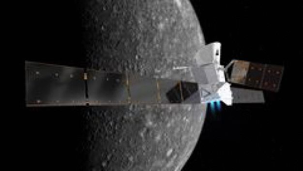 Die ESA-Raumsonde BepiColombo am Merkur (© ESA)