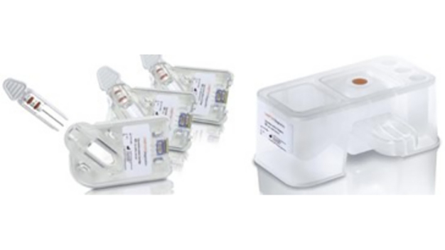 Gerresheimer hat Testcartridge und Reagenzblock für eine ergonomische Handhabung und die kunststoffgerechte Fertigung optimiert. / Gerresheimer has optimized the test cartridge and reagent block for ergonomic handling and plastic-suitable production. Gerresheimer hat Testcartridge und Reagenzblock für eine ergonomische Handhabung und die kunststoffgerechte Fertigung optimiert. / Gerresheimer has optimized the test cartridge and reagent block for ergonomic handling and plastic-suitable production.