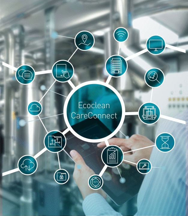 Die innovative Cloud-Lösung CareConnect für die Digitalisierung von Reinigungsanlagen ermöglicht, Prozesssicherheit, Anlagenverfügbarkeit, Produktionsplanung und Gesamtanlageneffektivität zu optimieren. (Bildquelle: Ecoclean GmbH)