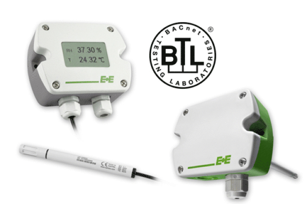 Die Feuchte & Temperatur Messumformer EE210 (links) und EE160 (rechts) von E+E Elektronik sind mit BACnet MS/TP-Schnittstelle erhältlich. (Foto: E+E Elektronik GmbH) / The EE210 (left) and EE160 (right) humidity & temperature transmitters from E+E Elektronik are available with BACnet MS/TP interface. (Photo: E+E Elektronik GmbH)