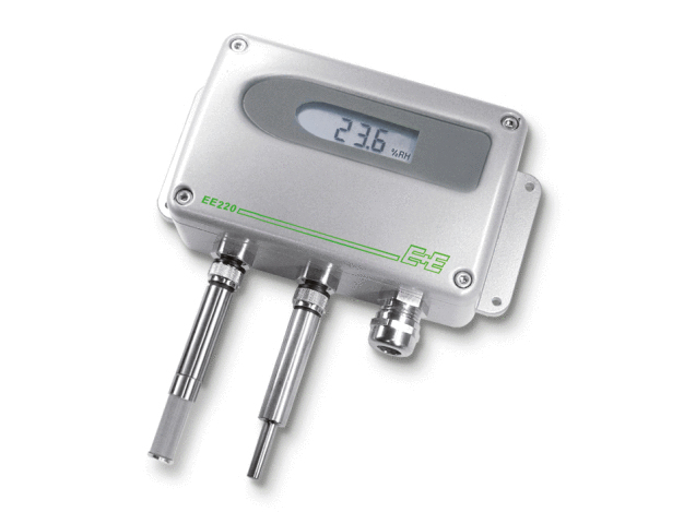 Abbildung 1: 
EE220 im Metallgehäuse mit separaten Messfühlern für Feuchte und Temperatur. (Foto: E+E Elektronik Ges.m.b.H.) / Figure 1:
EE220 in metal enclosure with separate sensing probes for humidity and temperature. (Photo: E+E Elektronik Ges.m.b.H.)