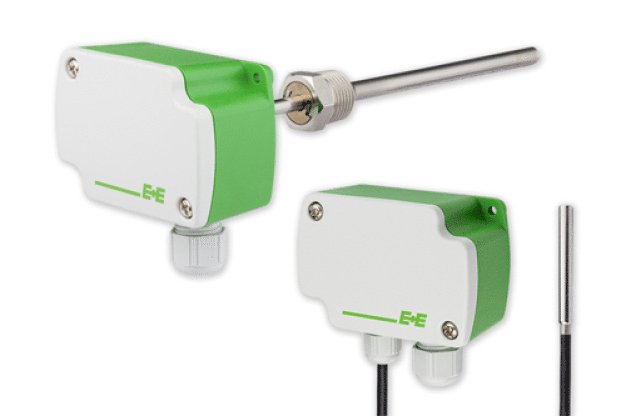 Abbildung 2: EE431 Kanalfühler mit Tauchhülse (links) und EE471 mit abgesetztem Fühler (rechts). (Foto: E+E Elektronik GmbH) / Figure 2: EE431 duct sensor with immersion well (left) and EE471 with remote sensing probe (right). (Photo: E+E Elektronik GmbH)