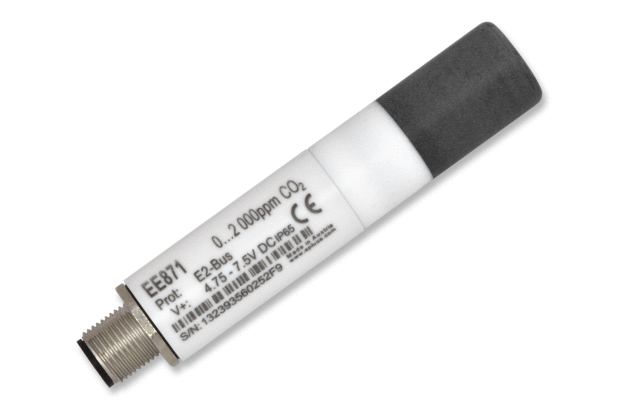 Abbildung 1: Der EE871 CO2 Fühler weist eine hohe Beständigkeit gegenüber Wasserstoffperoxid auf. (Foto: E+E Elektronik Ges.m.b.H.) / Image 1: The EE871 CO2 sensor is highly resistant to hydrogen peroxide. (Photo: E+E Elektronik GmbH)