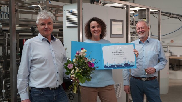 Geschäftsleitung der EnviroFALK PharmaWaterSystems. Von links nach rechts: Ulrich Träger, Dr.-Ing. Eva Bitter, Steffen Kern.