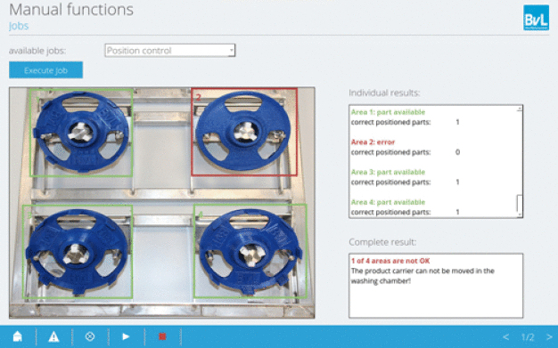 Libelle Product Control uses the “Position Monitoring” app to detect incorrectly positioned components on the workpiece holder.