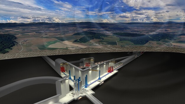 Visualisierung des geplanten Einstein-Teleskops. © Marco Kraan / Nikhef / Visualization of the planned Einstein Telescope. © Marco Kraan / Nikhef