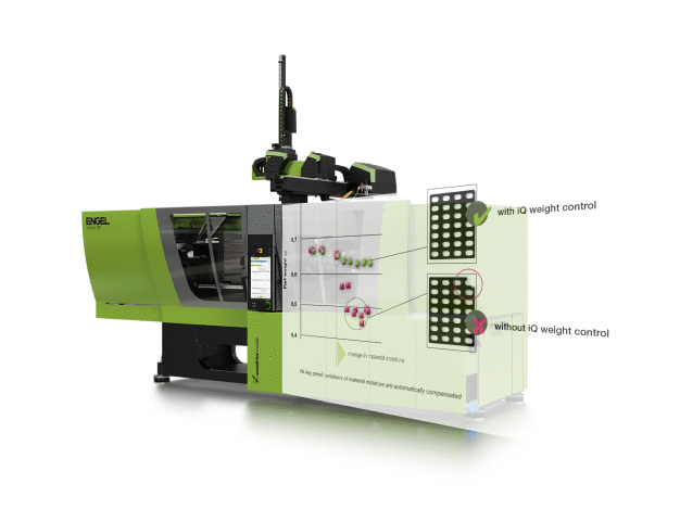 iQ weight control gleicht Prozessschwankungen aus, noch bevor Ausschuss entsteht. Das intelligente Assistenzsystem steht für elektrische und hydraulische Spritzgießmaschinen zur Verfügung. (Bild: Engel) / iQ weight control compensates for process fluctuations before rejects are produced. The intelligent assistance system is available for electric and hydraulic injection moulding machines. (Picture: Engel)