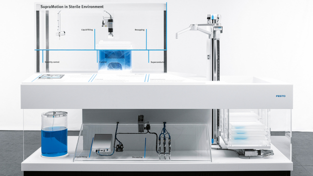 Festo SupraMotion 2024: SupraMotion 2024: Öffnen, Schließen, Befüllen und Wiegen im Reinraum. /  Festo SupraMotion 2024: SupraMotion 2024: Opening, closing, filling and weighing in the cleanroom. 