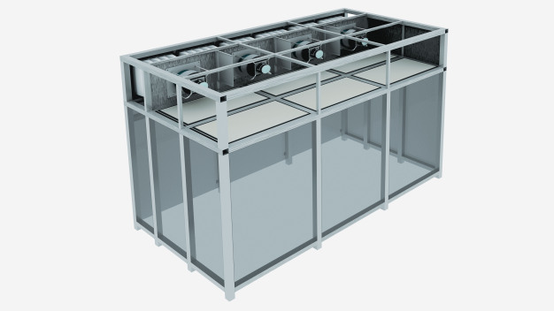 F45 R pocket filters for prefiltration in the fan filter unit /AHU and MVP 95 V08 cassette filters for final filtration in the AHU. © Freudenberg