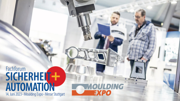 Erstmalig findet die Vortragsveranstaltung „Fachforum Sicherheit + Automation“ von Pilz im Rahmen der Moulding Expo auf der Messe Stuttgart statt (14. Juni 2023). (Foto: © Pilz GmbH & Co. KG) / For the first time, the lecture programme will take place as part of the Moulding Expo at the Messe Stuttgart (14 June 2023). (Photo © Pilz GmbH & Co. KG)
