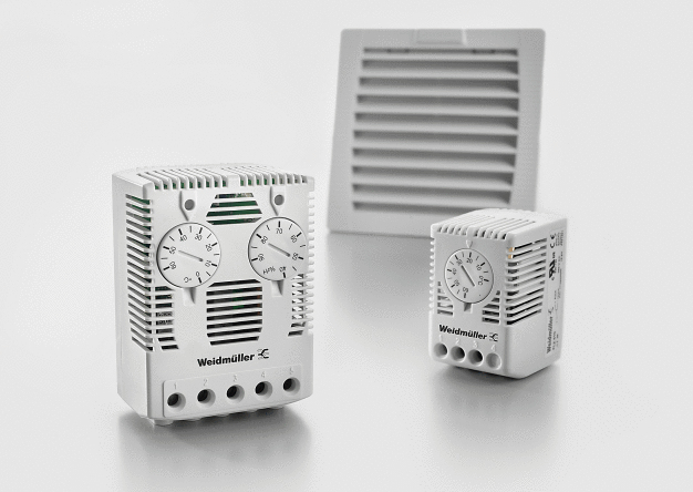 Abgestimmtes Zubehör ergänzt das Lüfterprogram, z.B. Thermostate und Hygrostate zur Kontrolle und Regelung von Temperatur und Feuchtigkeit. / A range of matched accessories complements the programme of fans, e.g. thermostats and hygrostats for monitoring and controlling temperature and humidity.