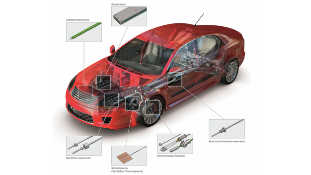 Allein für die Motorprüfstände und Testwagen der Automobilindustrie bietet hotset eine breit gefächerte Typenauswahl an hochwertigen Thermoelementen und Widerstandsthermometern zur Temperaturmessung. (Bild: Hotset) Allein für die Motorprüfstände und Testwagen der Automobilindustrie bietet hotset eine breit gefächerte Typenauswahl an hochwertigen Thermoelementen und Widerstandsthermometern zur Temperaturmessung. (Bild: Hotset)