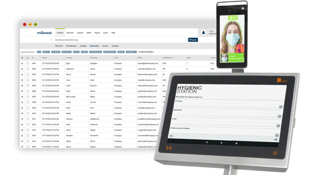 Die HYGIENICSTATION ermöglicht die digitale, kontaktlose und datenschutz-konforme Dokumentation von Zutritten. (Bildquelle: Systec & Solutions GmbH)