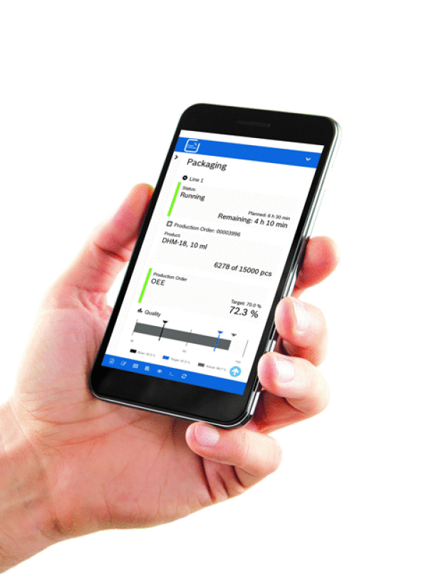 Erweiterung des Industrie 4.0 Portfolios: Die Industrie 4.0-Lösungen von Bosch sorgen für hohe Transparenz innerhalb der Fertigung. Das neue Pharma MES:SE erfasst, speichert und visualisiert Maschinendaten und dient beispielsweise zur Verbesserung der Anlagenverfügbarkeit. (Foto: Bosch) / Expansion of Industry 4.0 portfolio: The Industry 4.0 solutions from Bosch ensure high transparency in production. The new Pharma MES:SE captures, stores and visualizes machine data and helps to improve machine availability. (Photo: Bosch)