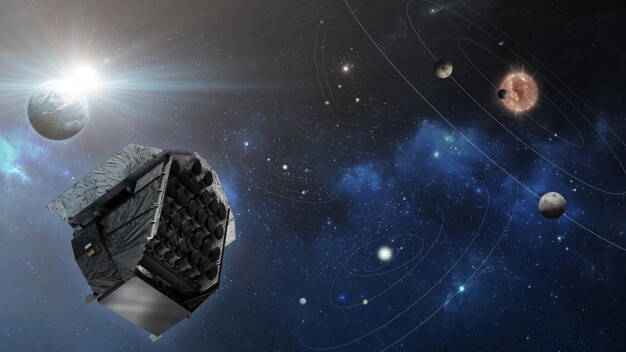 PLATO-Mission: Ab dem Jahr 2026 wird das Weltraumteleskop PLATO erdgroße Exoplaneten im Orbit um benachbarte Sterne suchen. (Credit: OHB Systems AG) / The PLATO space telescope will search for Earth-sized planets: PLATO (PLAnetary Transits and Oscillations of stars) is a European mission that will search for Earth-sized exoplanets in orbit around neighbouring stars from 2026 onwards. For these observations, each of the 26 PLATO telescopes will be equipped with a set of CCD sensors (artist’s impression). (Credit: OHB-System-AG)