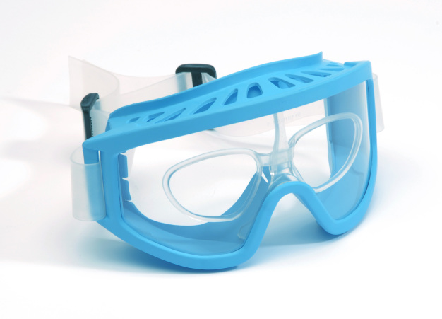 Autoklavierbare Schutzbrille mit Einsatz für Brillengläser