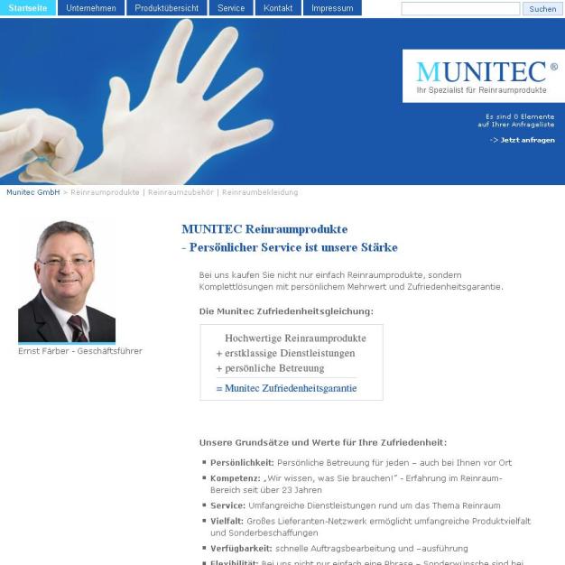 Homepage der Munitec GmbH strahlt in neuem Glanz