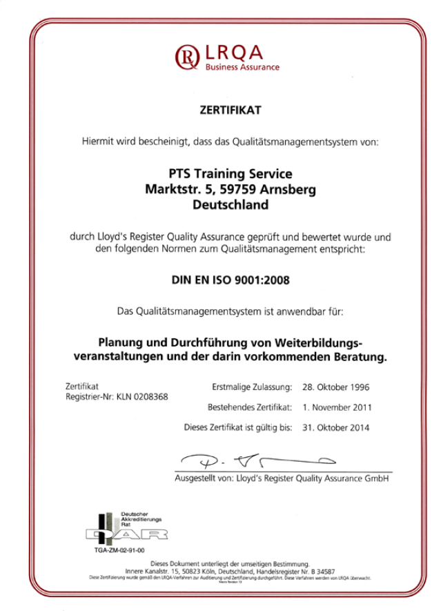 Neues Zertifikat für Seminarorganisation