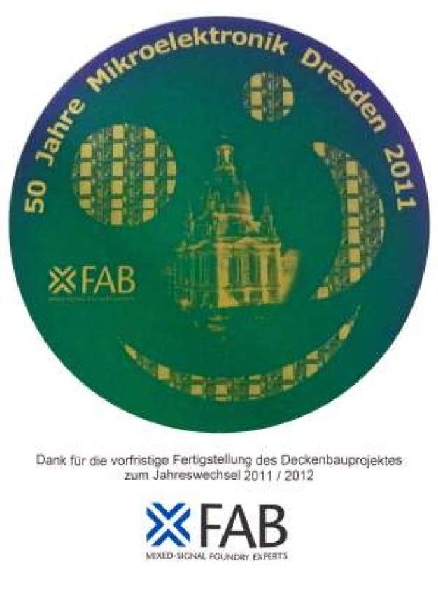 Ehrenmedaille für vorfristige Fertigstellung der Reinraumdecke 01/2012 